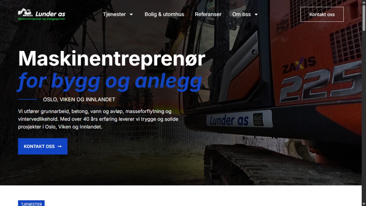 Lunder AS: skjermbilde av nettsiden på datamaskin