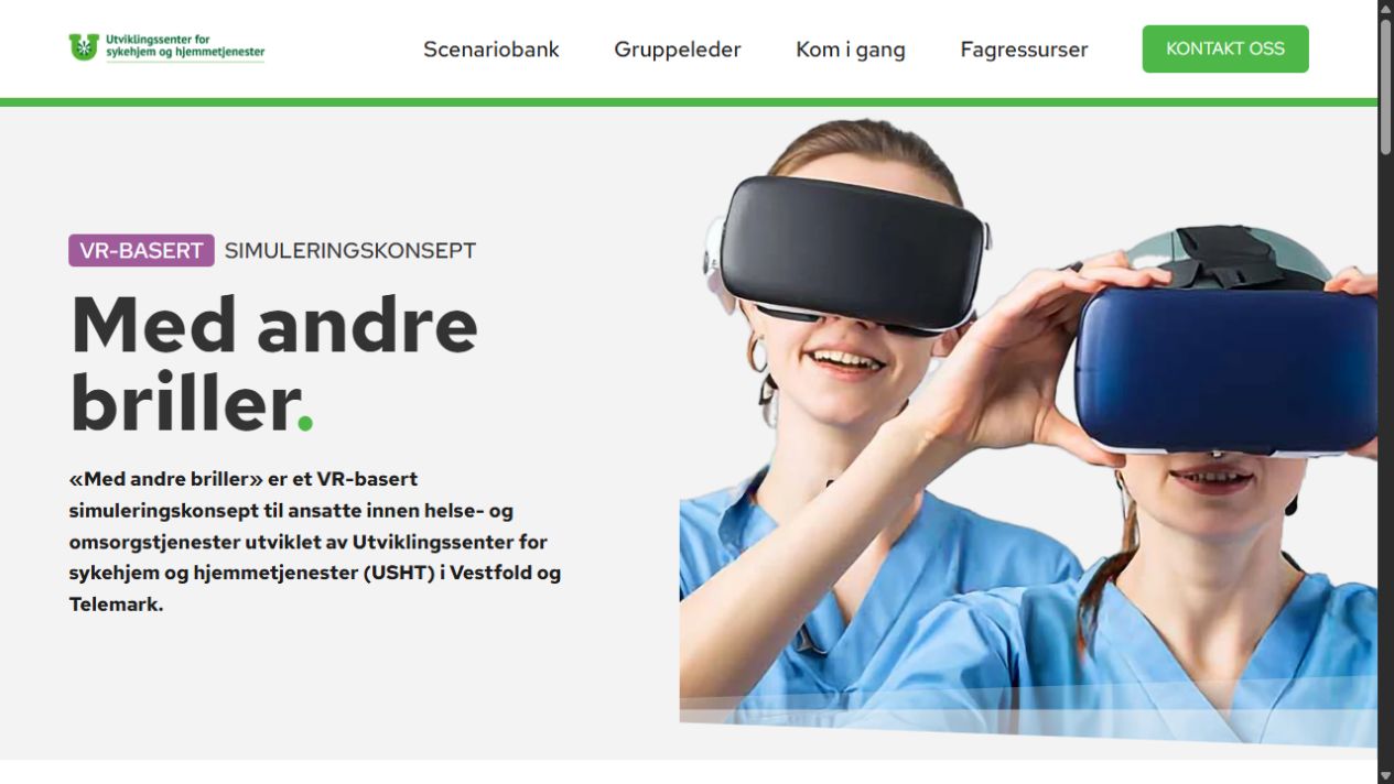 Med Andre Briller: skjermbilde av nettsiden på datamaskin