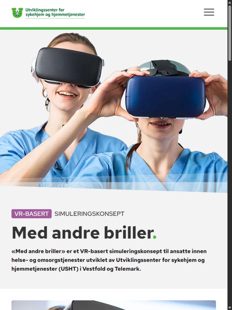 Med Andre Briller: skjermbilde av nettsiden på nettbrett
